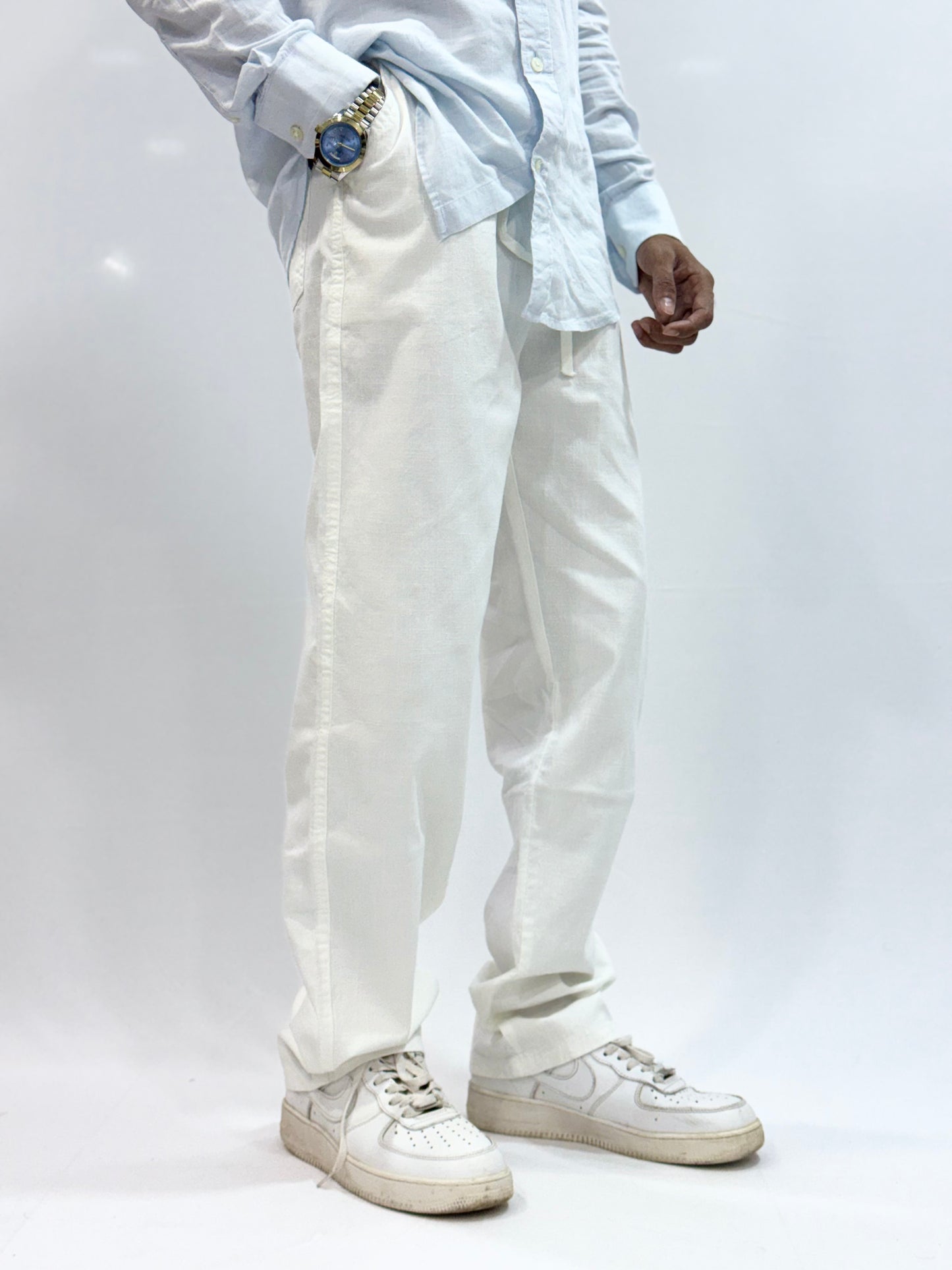 COTTON LINEN TROUSER (WHITE)