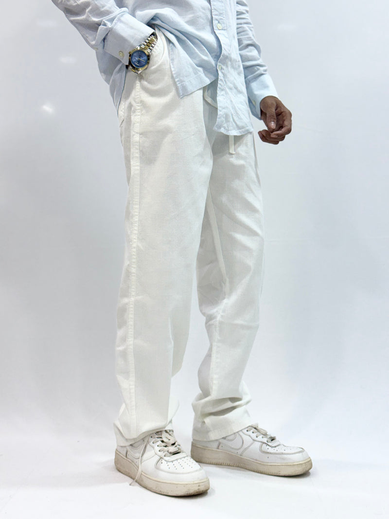 COTTON LINEN TROUSER (WHITE)