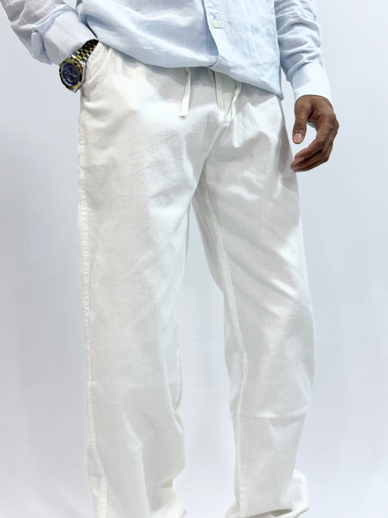 COTTON LINEN TROUSER (WHITE)
