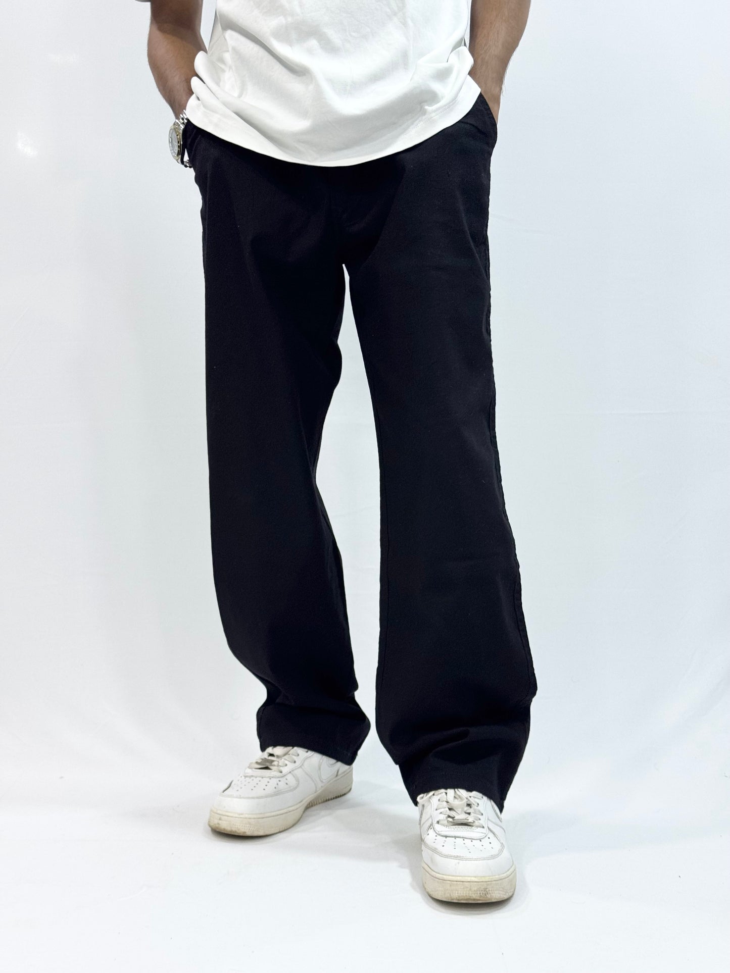 COTTON LINEN TROUSER (BLACK)
