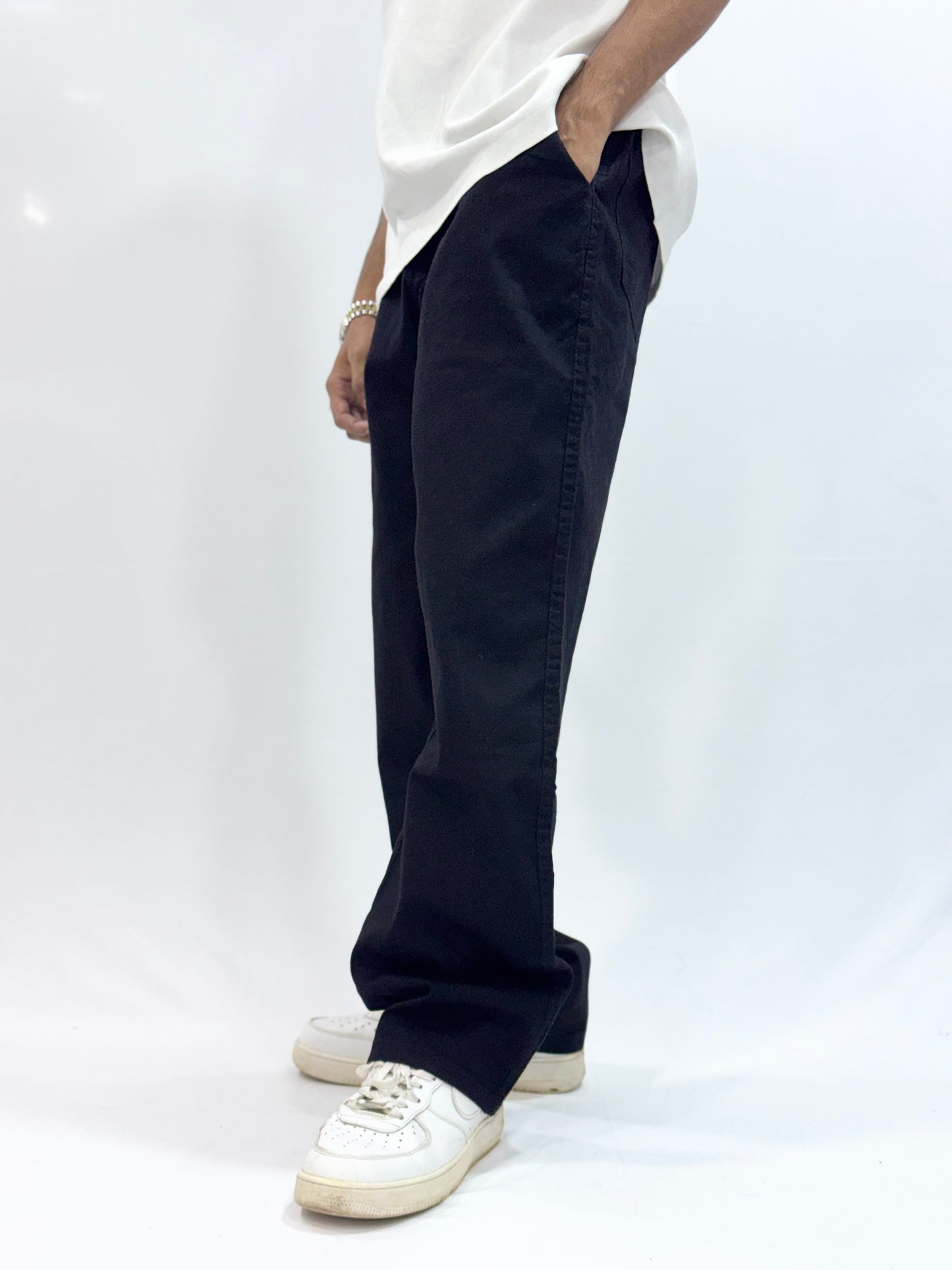 COTTON LINEN TROUSER (BLACK)