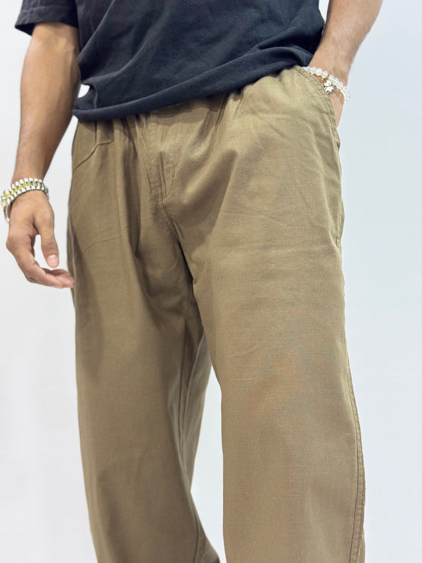 COTTON LINEN TROUSER (KHAKI)