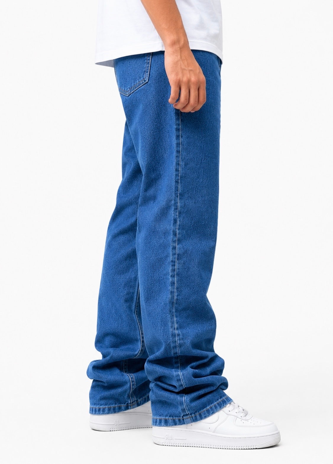 M Q Denim Men's Super Wide Leg Stone Blue Jeans