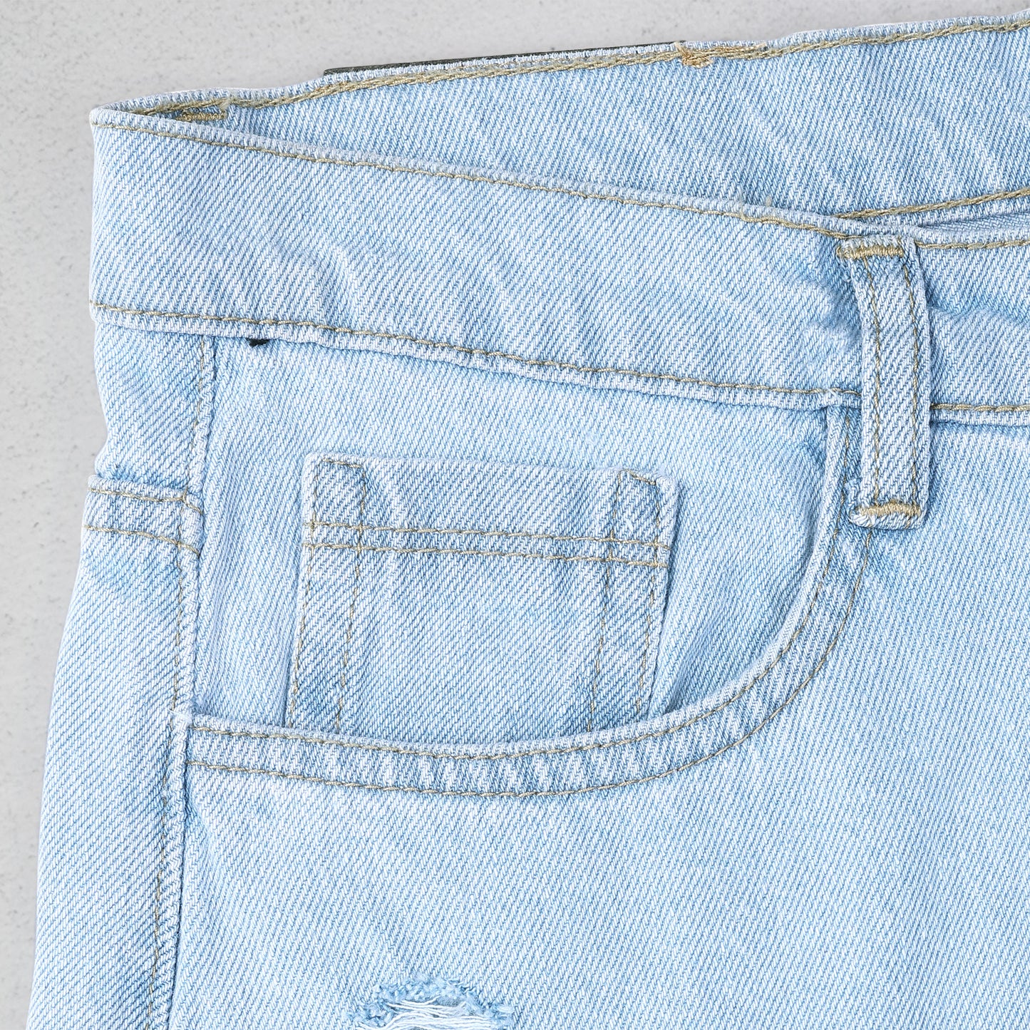 MQ Denim Straight Fit Non Stretchable Relaxed Mid Rise Stylish Sky Blue Distressed Men's Jeans - Available in Variety of Colour