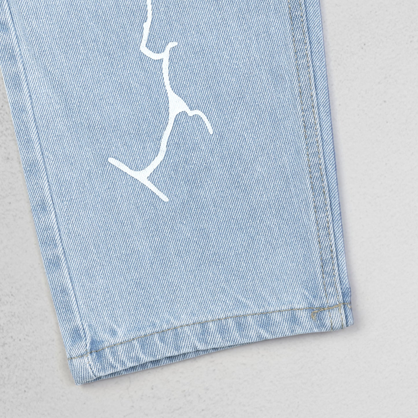 MQ Denim Straight Fit Non-Stretchable Light Blue Mid Rise Lightening Printed Pure Cotton Premium Fabric Men's Jeans