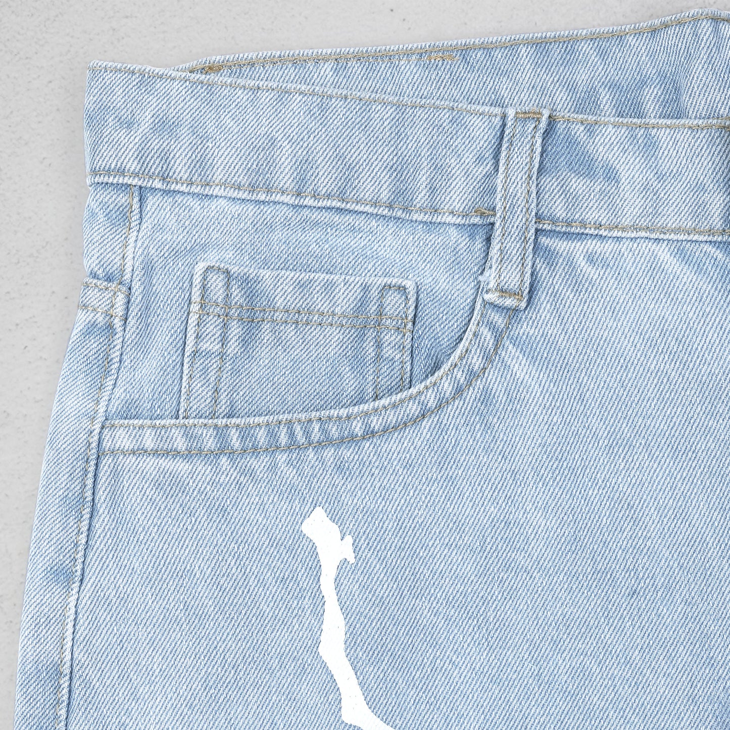 MQ Denim Straight Fit Non-Stretchable Light Blue Mid Rise Lightening Printed Pure Cotton Premium Fabric Men's Jeans