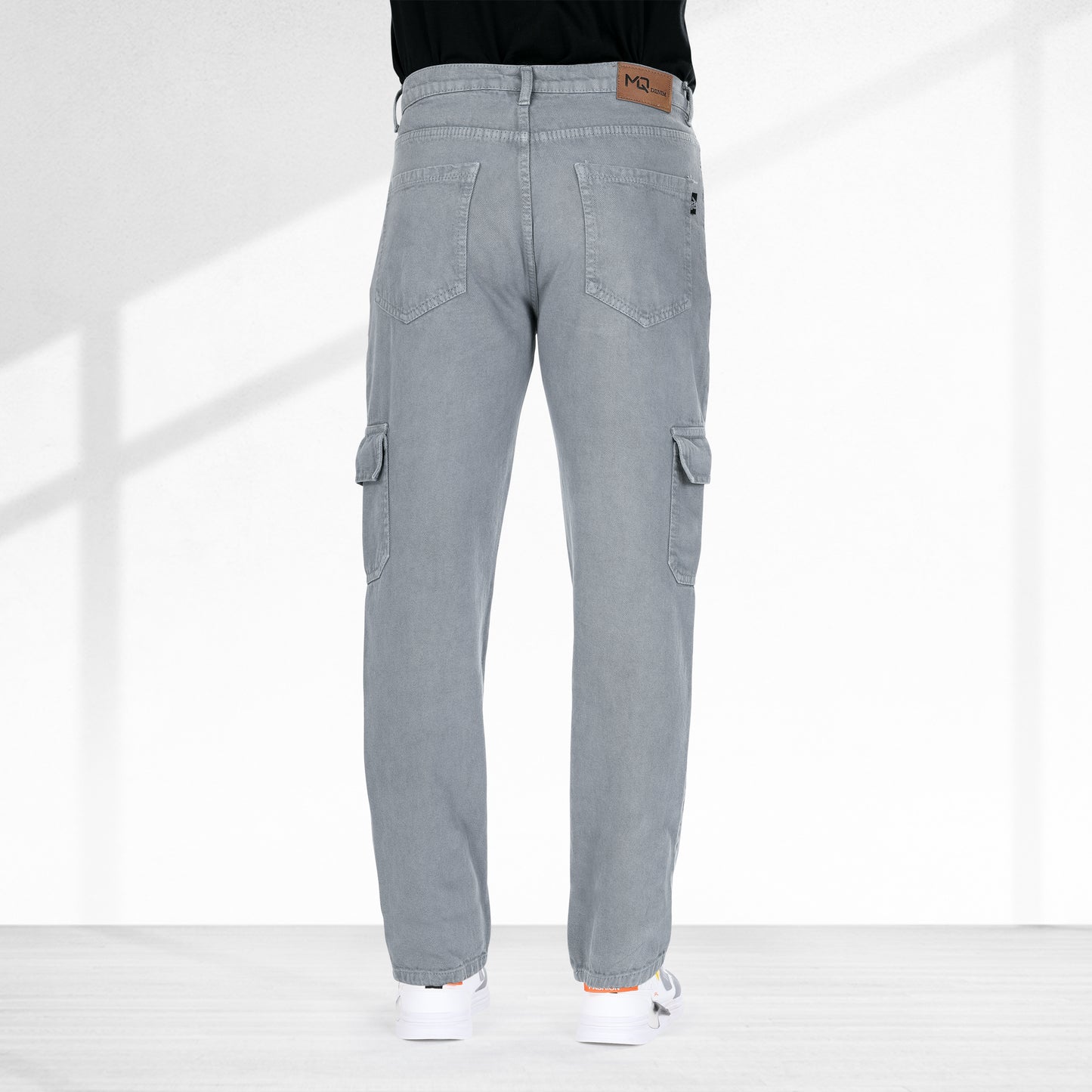 MQ Denim Men's Tapered Fit 6-Pocket Cargo Mid Rise Grey Jeans, Non-Stretchable and Pure Cotton Denim. Trendy and Comfortable Casual Wear.