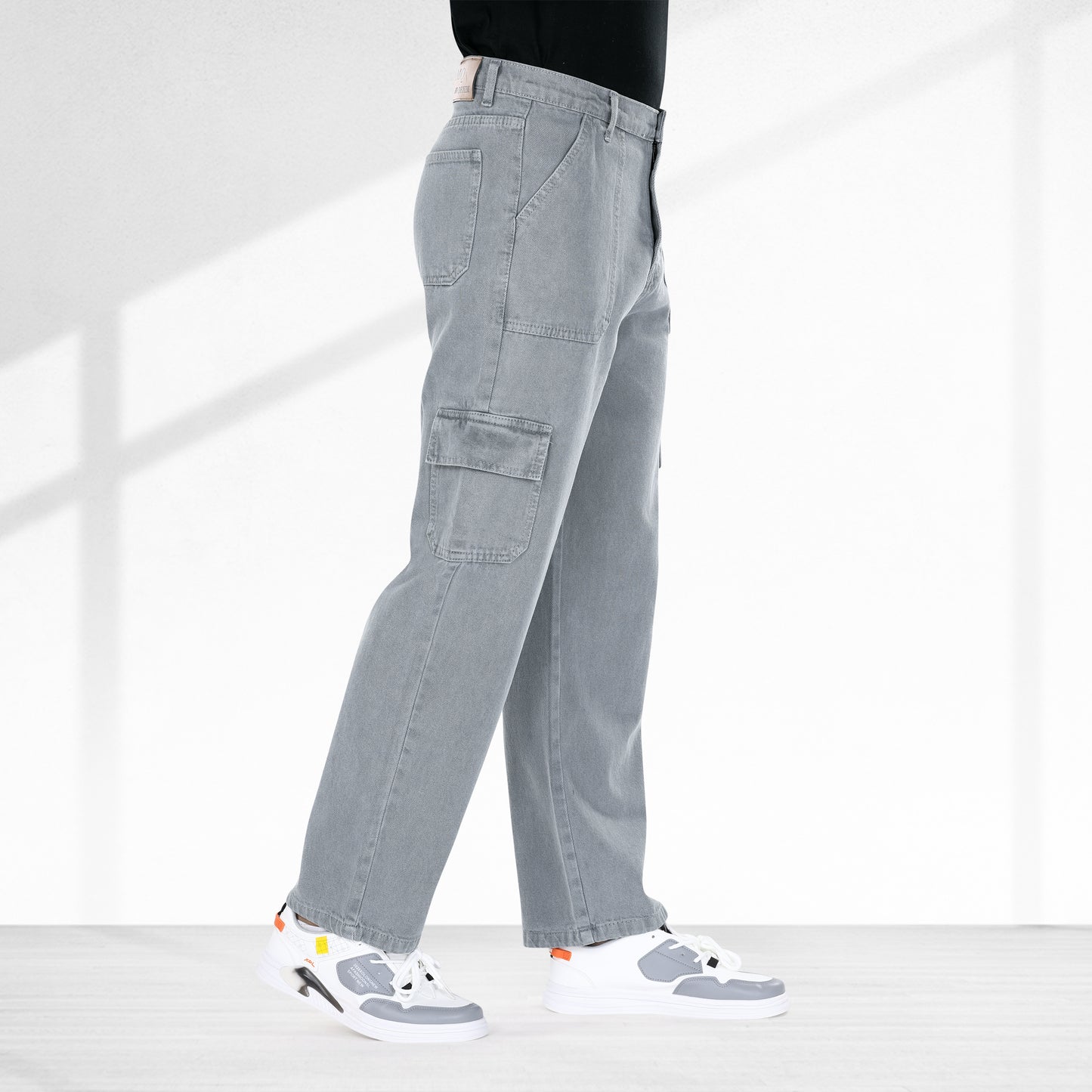 MQ Denim Men's Straight Leg 6-Pocket Mid Rise Cargo Jeans, Non-Stretchable and Pure Cotton Denim. Trendy and Comfortable Casual Wear.