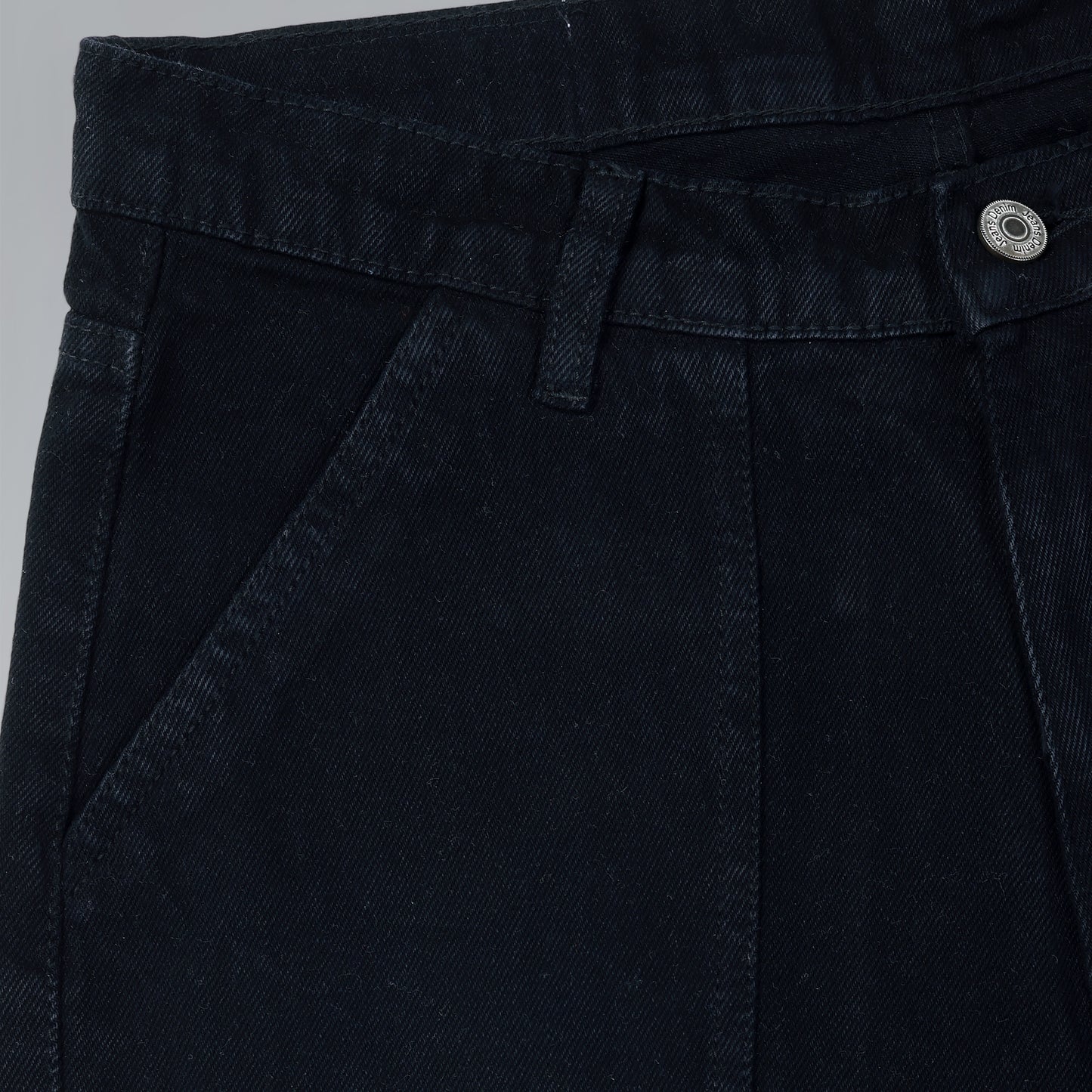 MQ Denim Men's Wide Leg 8-Pocket Mid Rise Black Cargo Jeans, Non-Stretchable and Pure Cotton Denim. Trendy and Comfortable Casual Wear.
