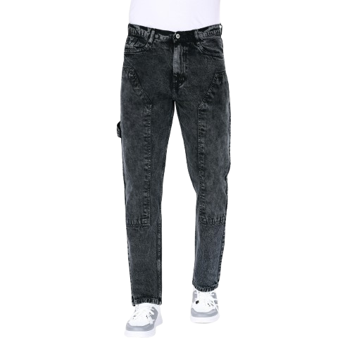 MQ Denim Straight Fit Non Stretchable Relaxed Mid Rise Stylish Charcoal Black Distressed Men's Jeans - Available in Variety of Colour