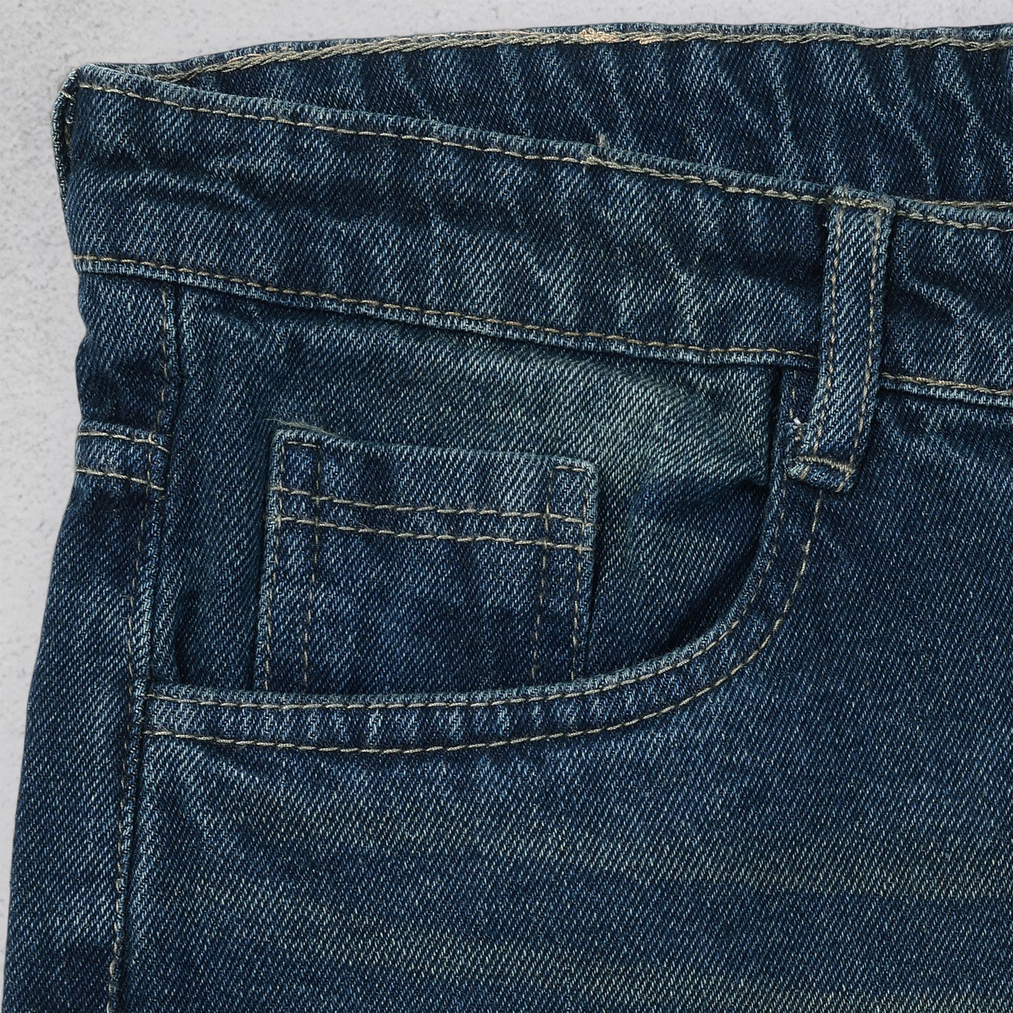 MQ Denim Knee Slit Distressed Dark Blue Loose Fit Relaxed Non-Stretchable 100% Cotton Mid Rise Men's Jeans