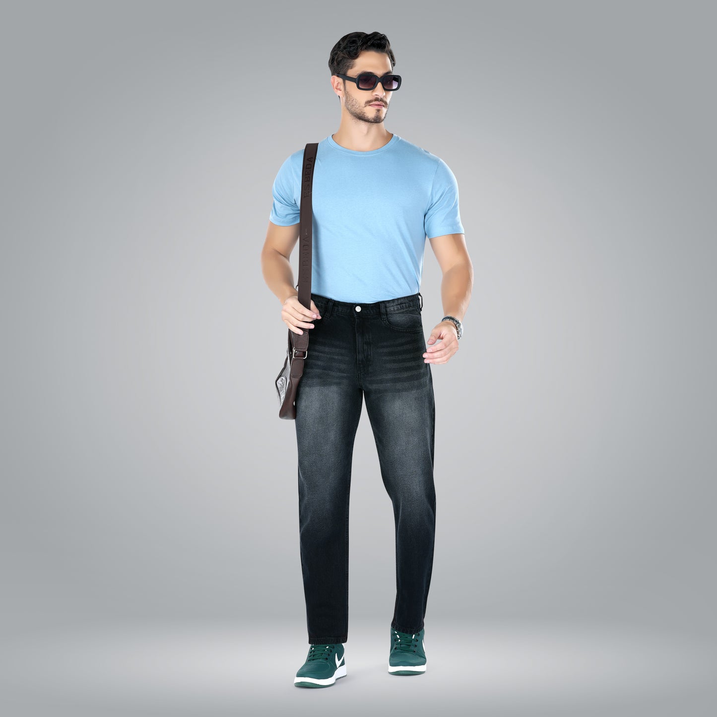 MQ Denim Non Stretchable Black Mid Rise Cotton Simple Style Timeless Casual wear Men Jeans