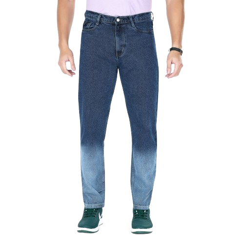 MQ Denim Men's Dark Blue Ombre Style Regular Fit Mid Rise Non-Stretchable Pure Cotton Men's Jeans with Multiple Designs and Colour