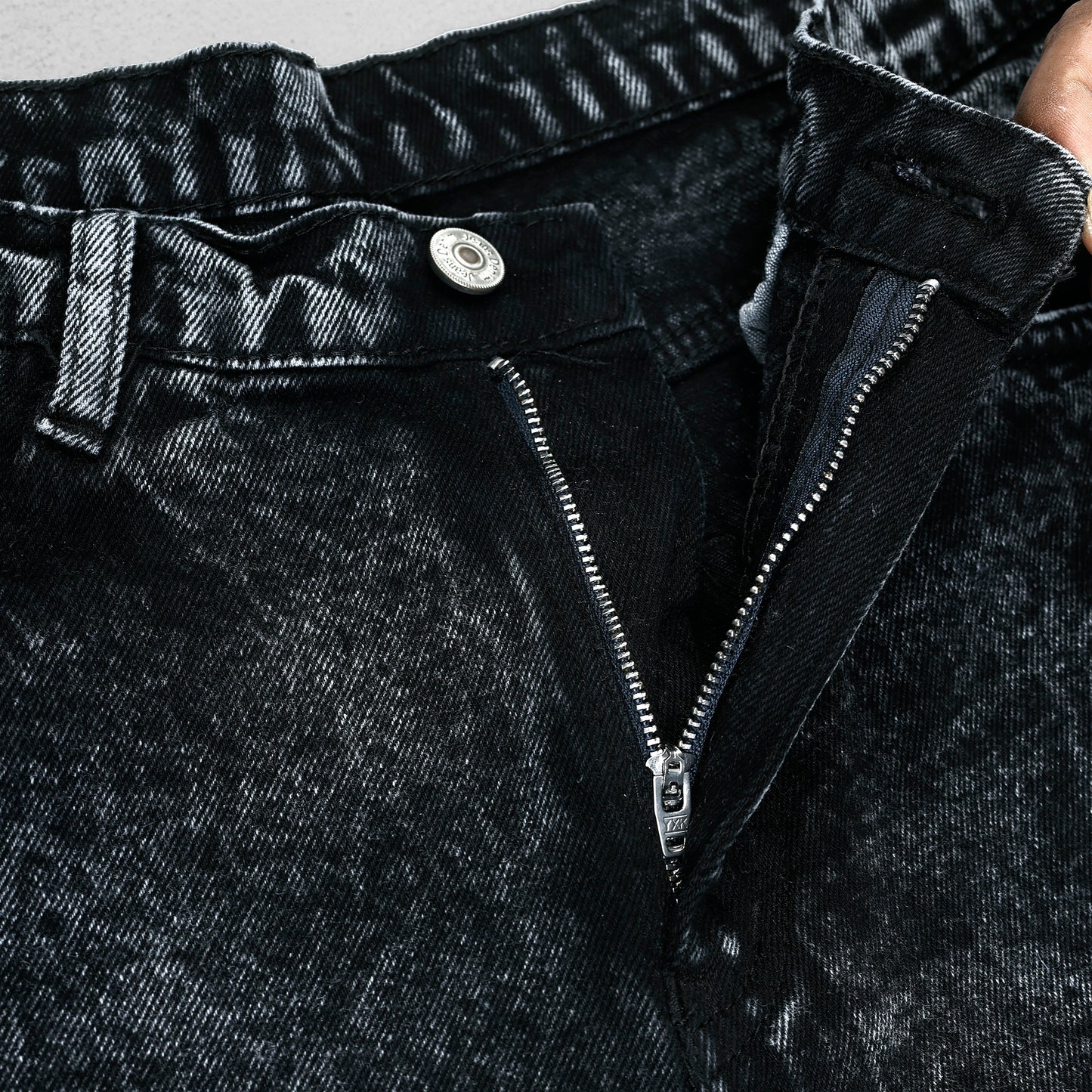 MQ Denim Men's Stylish Printed Mid Rise Charcoal Black Straight Fit Pure Cotton Non-Stretchable Jeans