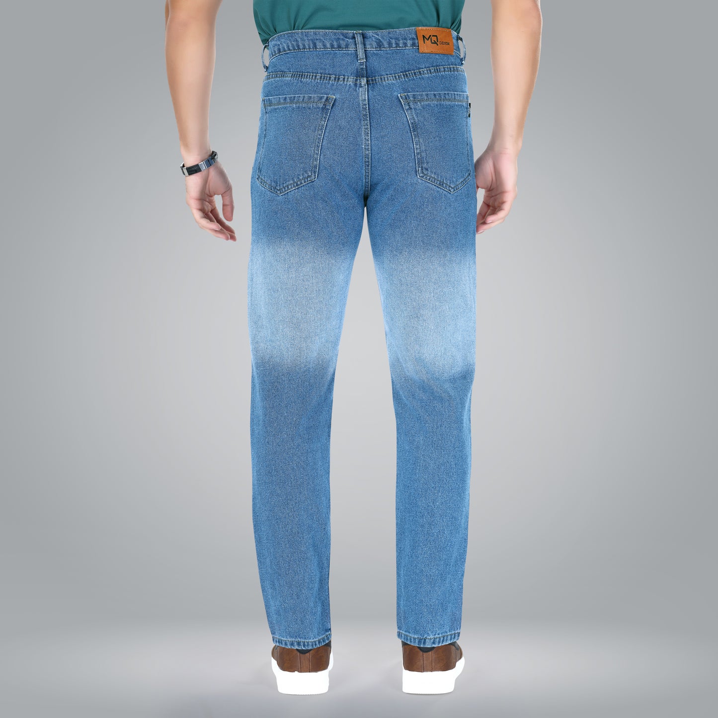 MQ Denim Men's Blue Color Ombre Style Regular Fit Mid Rise Non-Stretchable Pure Cotton Men's Jeans with Multiple Designs and Colour