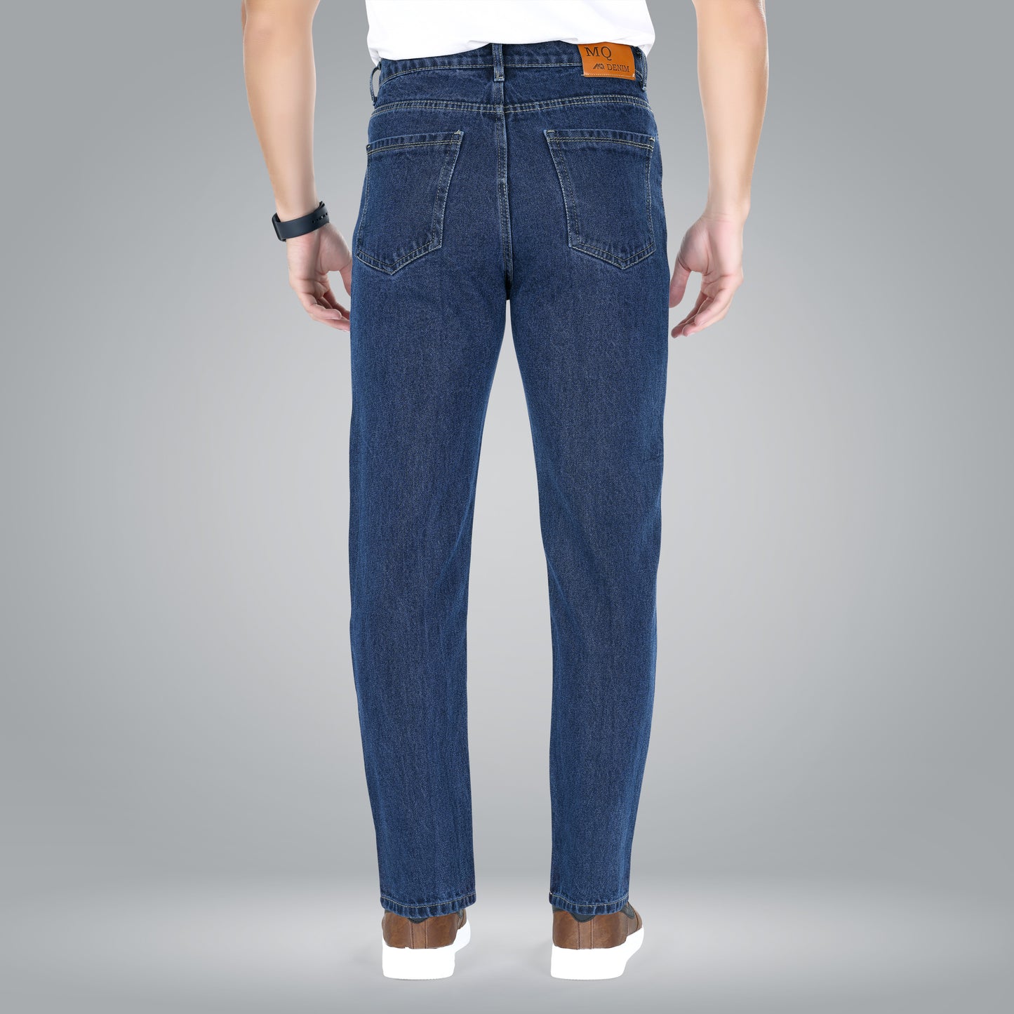 MQ Denim Mid-Rise Dark Blue Non Stretchable Pure Cotton Straight Fit Ripped Jeans