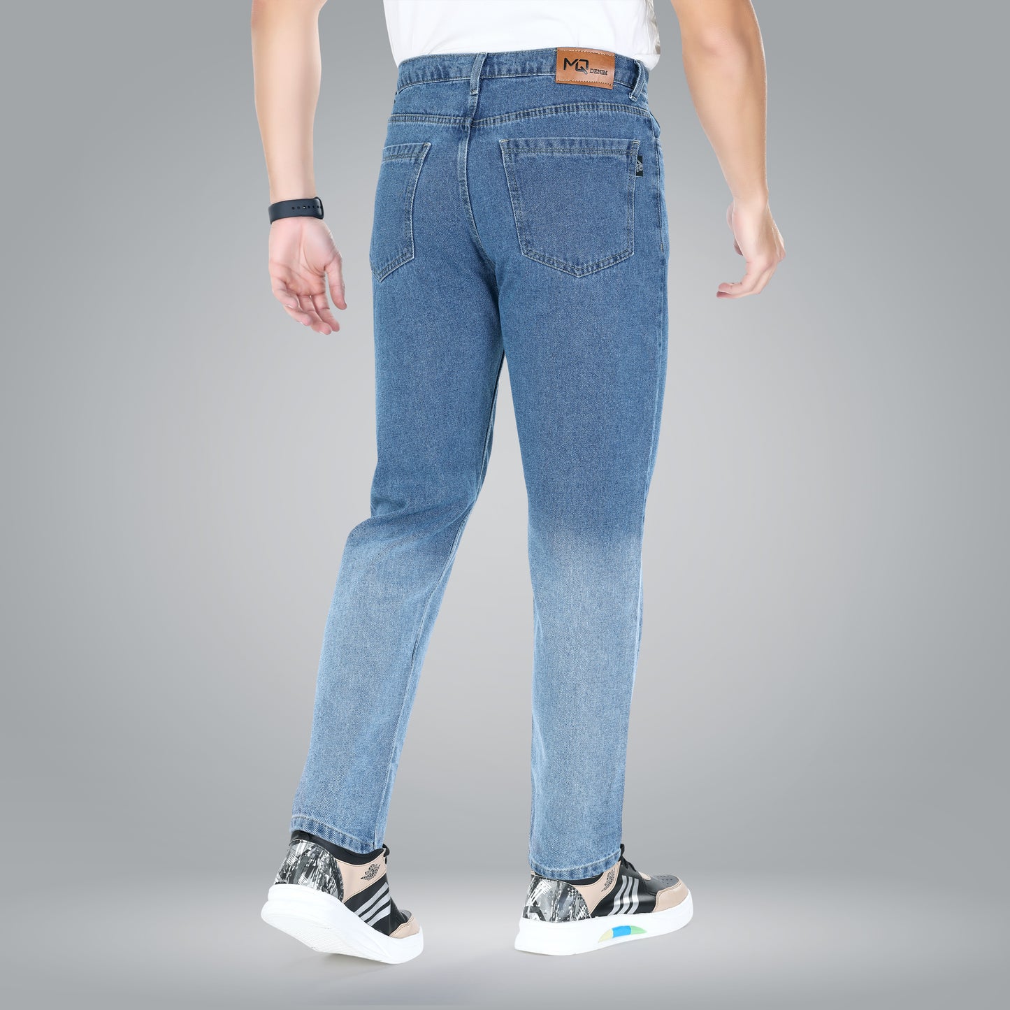 MQ Denim Men's Blue Ombre Style Regular Fit Mid Rise Non-Stretchable Pure Cotton Men's Jeans with Multiple Designs and Colour