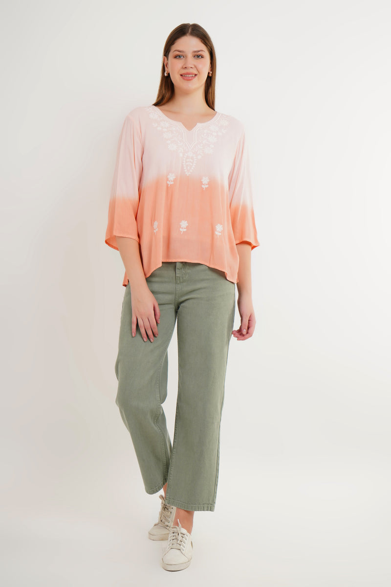 MeQueen's Light Orange Ombre: A Touch of Delicate Embroidery