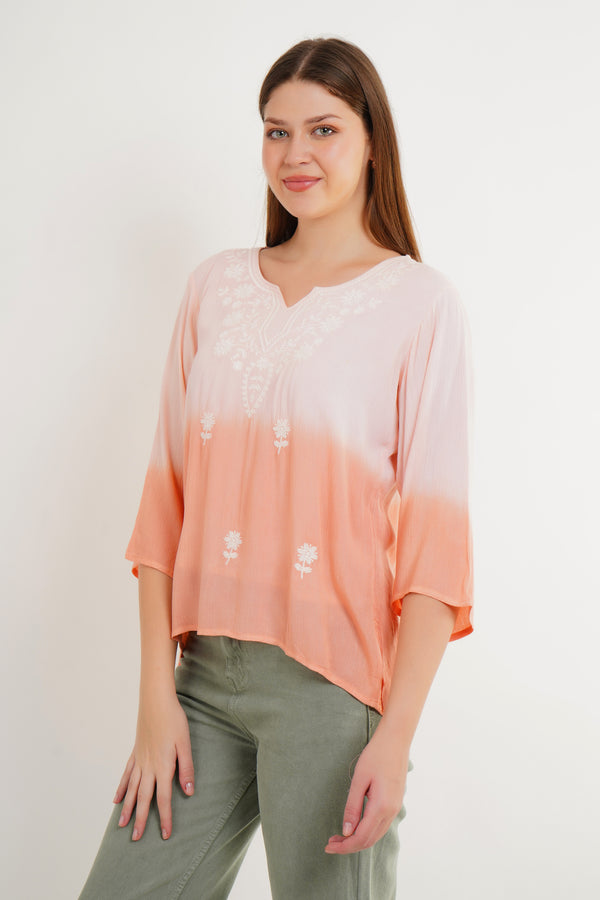 MeQueen's Light Orange Ombre: A Touch of Delicate Embroidery