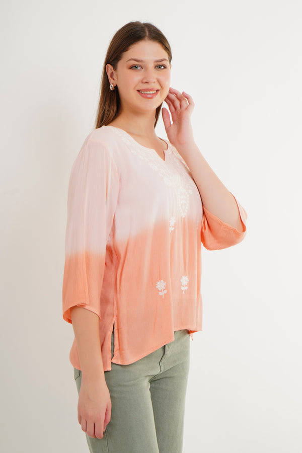 MeQueen's Light Orange Ombre: A Touch of Delicate Embroidery