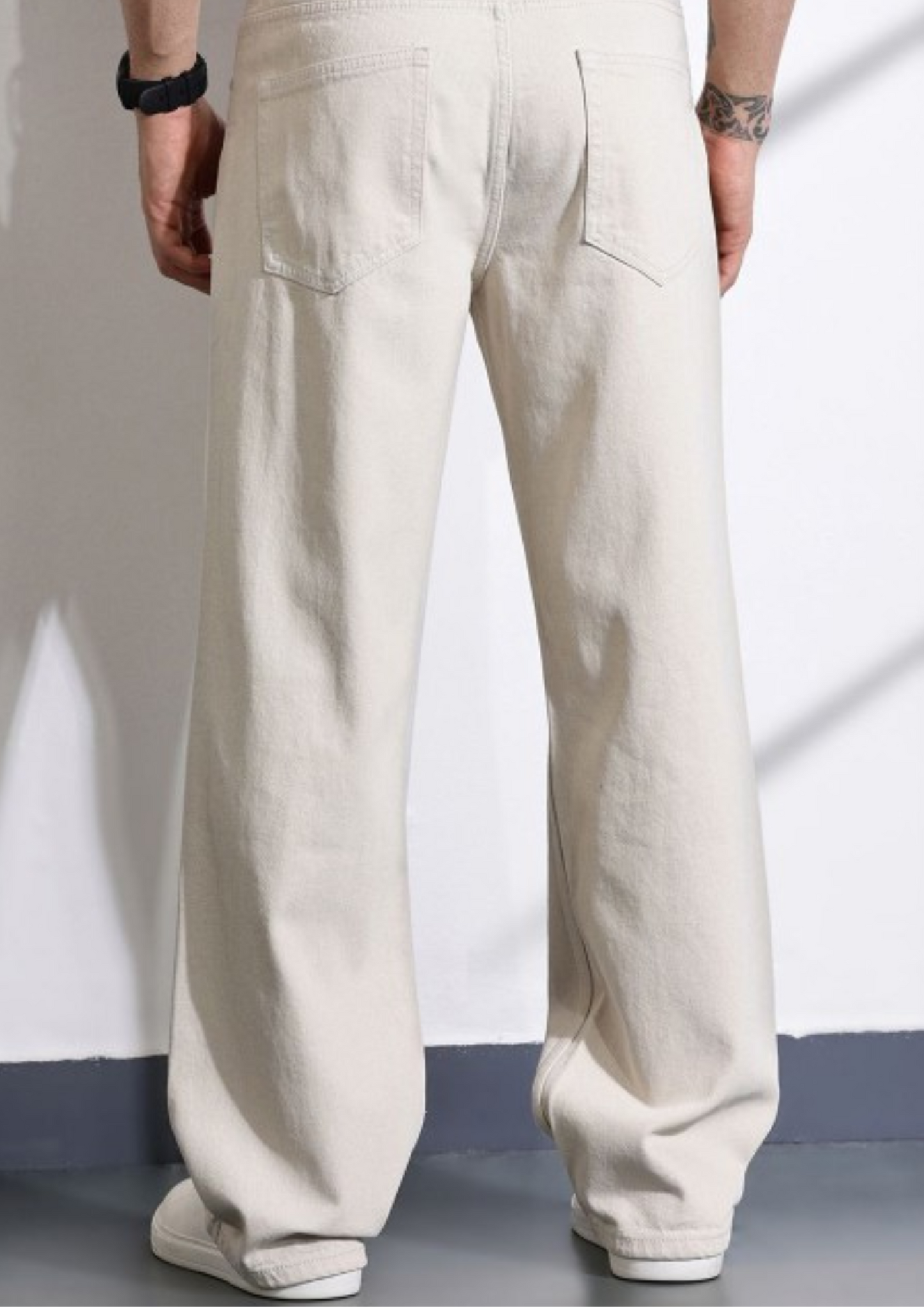 M Q Denim Jeans Men's Regular Fit 100% Beige Cotton Jeans | Soft, Durable Denim | Mid Rise Casual Stylish Comfort Wear for Daily Use