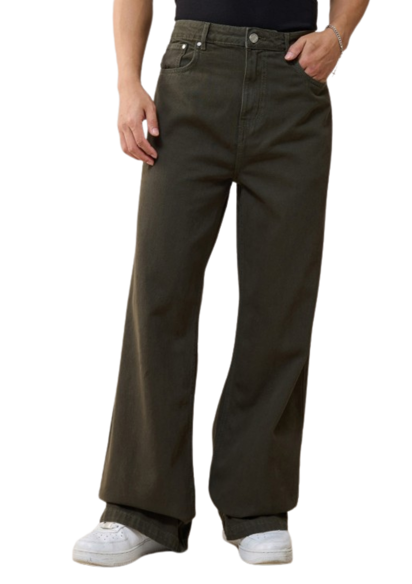 M Q Denim Jeans Men's Regular Fit 100% Dark Green Cotton Jeans | Soft, Durable Denim | Mid Rise Casual Stylish Comfort Wear for Daily Use