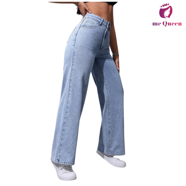 me Queen wide leg flare loose fit baggy women's Blue Color jeans