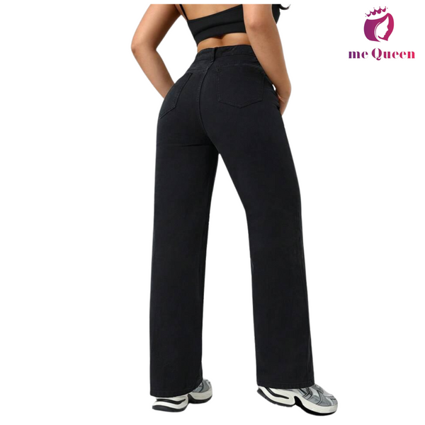 me Queen wide leg flare loose fit baggy women's Black jeans
