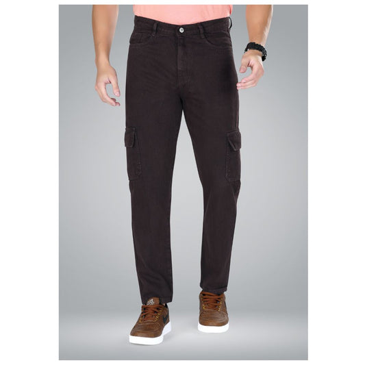 MQ Denim Men's Straight Fit 6-Pocket Cargo Mid Rise Green Jeans, Non-Stretchable and Pure Cotton Denim. Trendy and Comfortable Casual Wear (Copy)