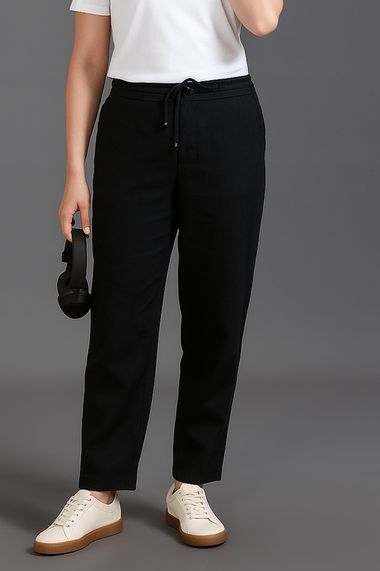 me Queen Women's Relaxed Fit Stylish Black Linen Pants – Lightweight, Breathable, and Versatile Casual Wear