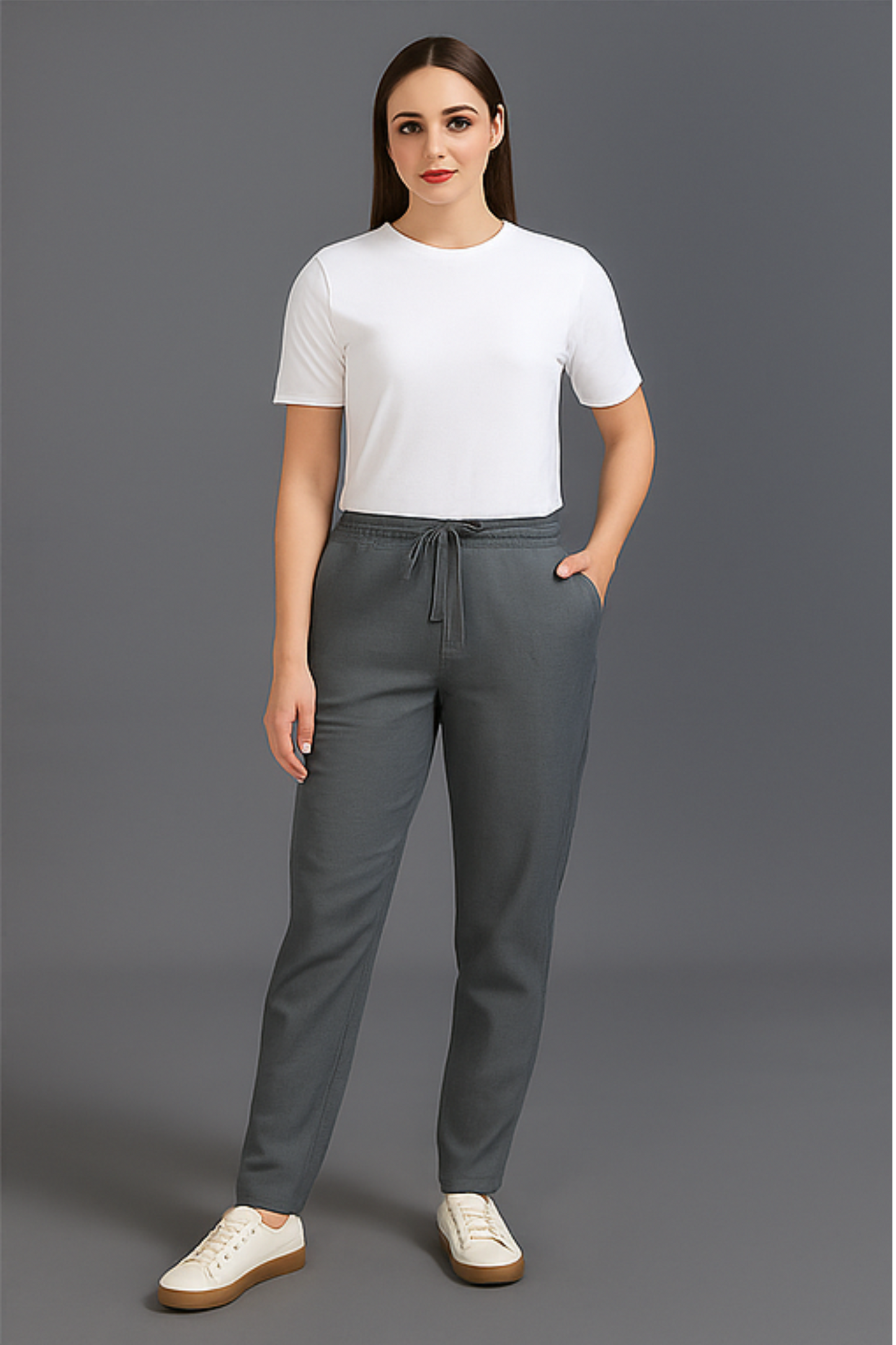 me Queen Women's Relaxed Fit Stylish Grey Linen Pants – Lightweight, Breathable, and Versatile Casual Wear