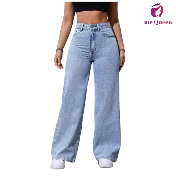 me Queen wide leg flare loose fit baggy women's Blue Color jeans