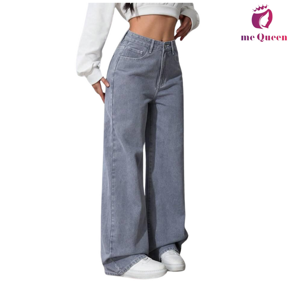 me Queen wide leg flare loose fit baggy women's Silver Color jeans