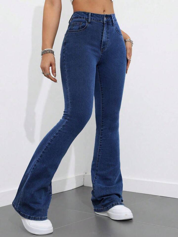 me Queen Women's Dark Blue Wide Leg bootcut jeans