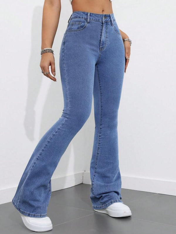 me Queen Women's Stone Blue Bootcut Wide Leg Jeans