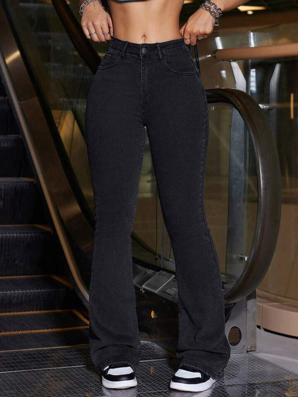 me Queen Black Bootcut Wide Leg Jeans Women