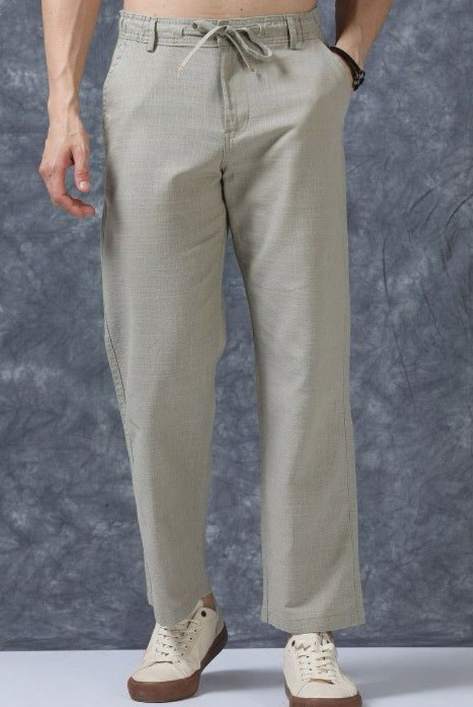 MQ Denims Men's Relaxed Fit Stylish Linen Green Pants – Lightweight, Breathable, and Versatile Casual Wear