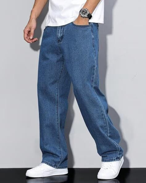 M Q Denim Jeans Men's Regular Fit 100% Stone Blue Cotton Jeans | Soft, Durable Denim | Mid Rise Casual Stylish Comfort Wear for Daily Use