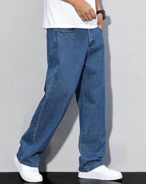 M Q Denim Jeans Men's Regular Fit 100% Stone Blue Cotton Jeans | Soft, Durable Denim | Mid Rise Casual Stylish Comfort Wear for Daily Use