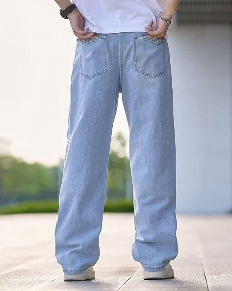 M Q Denim Men Regular Fit Ice Blue Cotton Jeans | Mid Rise | Everyday Comfort
