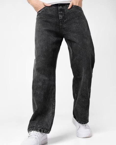 M Q Men’s Charcoal Black Straight Fit Jeans | Soft Cotton Denim | Mid Rise | Stylish, Comfortable & Durable Daily Casual Wear