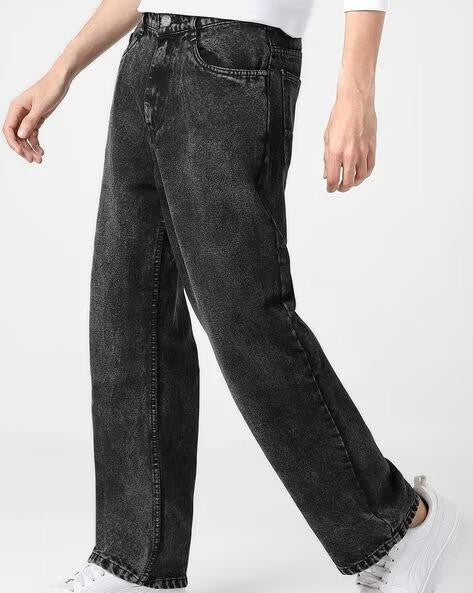 M Q Men’s Charcoal Black Straight Fit Jeans | Soft Cotton Denim | Mid Rise | Stylish, Comfortable & Durable Daily Casual Wear