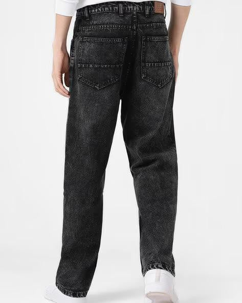 M Q Men’s Charcoal Black Straight Fit Jeans | Soft Cotton Denim | Mid Rise | Stylish, Comfortable & Durable Daily Casual Wear