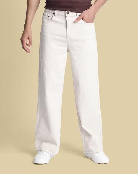 M Q Denim Jeans Men's Regular Fit 100% Beige Cotton Jeans | Soft, Durable Denim | Mid Rise Casual Stylish Comfort Wear for Daily Use