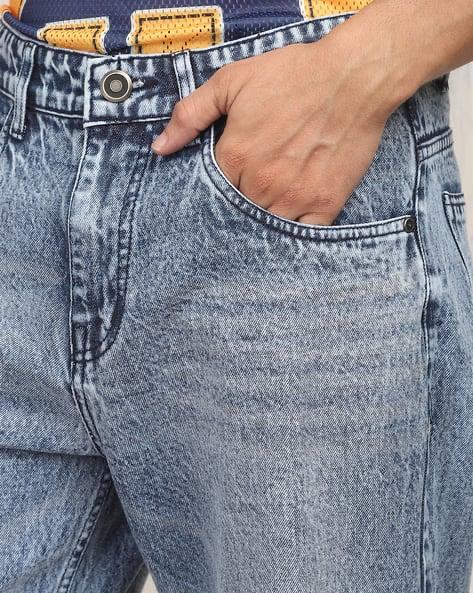 M Q Men’s Straight Fit Cotton Denim Jeans | Mid Rise | Whisker Spray | Light Fade | Light Blue | Everyday Casual Wear