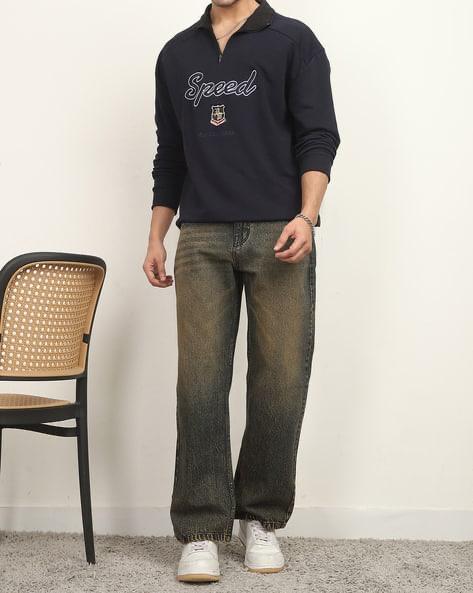 M Q Men’s Straight Fit Cotton Denim Jeans | Mid Rise | Whisker Spray | Light Fade | Rust | Everyday Casual Wear