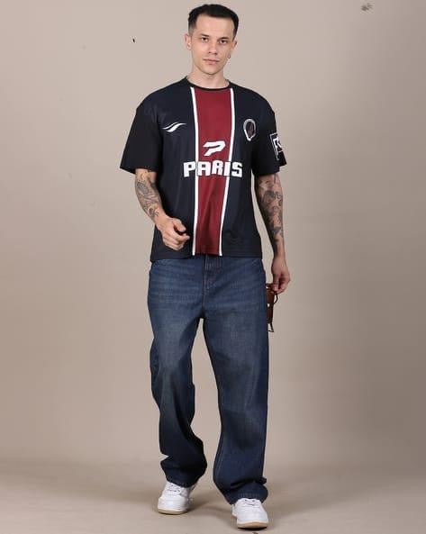 M Q Jeans Men’s Straight Fit Loose Denim Jeans | Mid Wash Whisker Spray | Heavy Cotton Casual Wear | Dark Blue