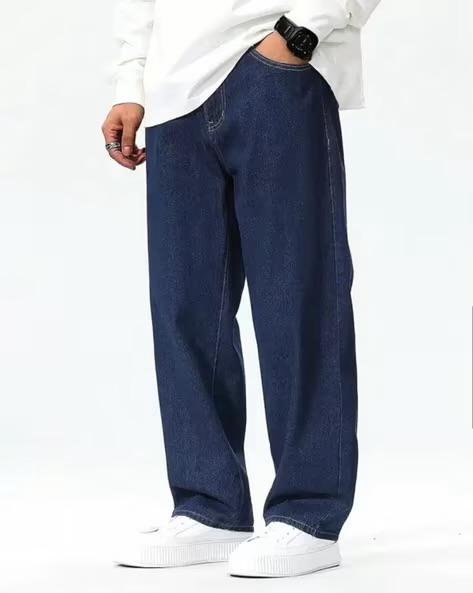 M Q Denim Jeans Men's Regular Fit 100% Dark Blue Cotton Jeans | Soft, Durable Denim | Mid Rise Casual Stylish Comfort Wear for Daily Use