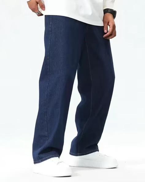 M Q Denim Jeans Men's Regular Fit 100% Dark Blue Cotton Jeans | Soft, Durable Denim | Mid Rise Casual Stylish Comfort Wear for Daily Use