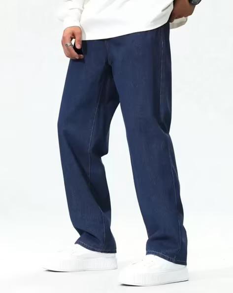 M Q Denim Jeans Men's Regular Fit 100% Dark Blue Cotton Jeans | Soft, Durable Denim | Mid Rise Casual Stylish Comfort Wear for Daily Use